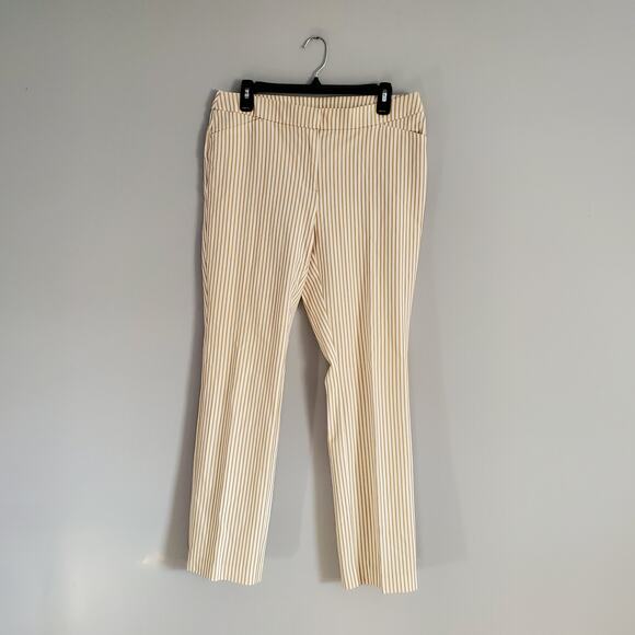 Chico's Striped Cotton Blend Straight Pants O.5 (6R) - Picture 1 of 8